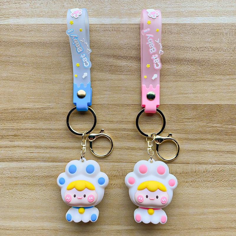 Adorable Cat Paw Keychain Soft Silicone Cute Bag Charm For Women And Kids