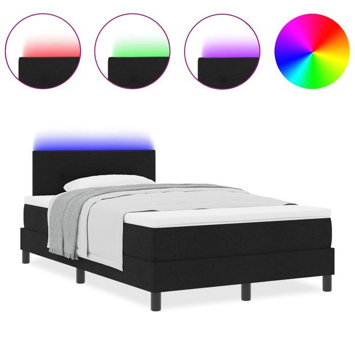 VidaXL Lit box spring avec matelas &amp; LED noir 120x190 cm en tissu 3342193