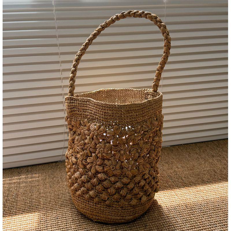 

INS Новая Ручной работы Рафия Французский стиль Художественная Портативная Сумка на плечо Сумка-ведро Ананасовая Соломенная сумка Корейский стиль Корзина для овощей