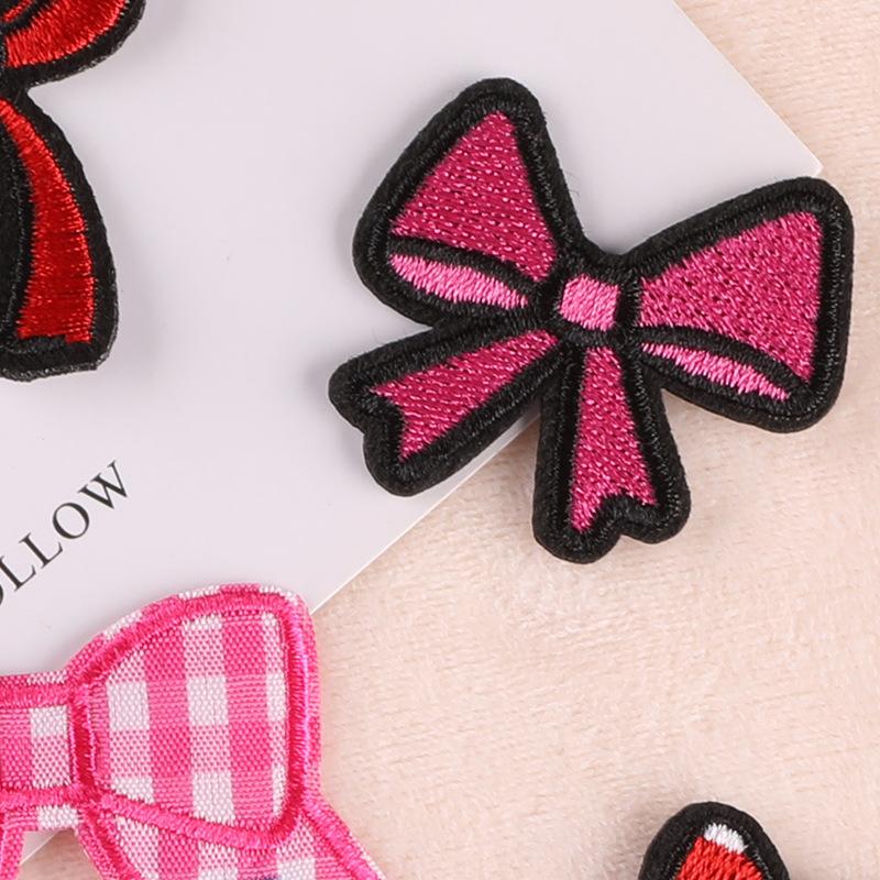 Embroidery Label Cute Bow Patch Sticker Children's Clothing Accessories Accessories Hand Account DIY Red Ribbon Embroidery Cloth Sticker