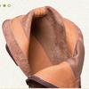 Johnature Sapatos femininos de couro legítimo, bota curta retrô confortável e de fundo plano