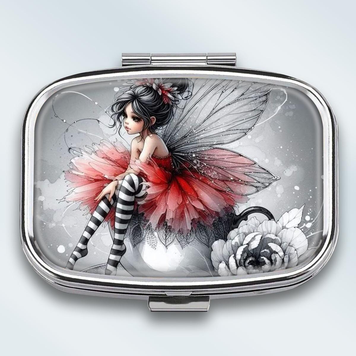 

Portable Pill Box with 2 Compartments, Mini Metal Medicine Organizer Case, Cute Printed Pill Container for Vitamins, Pills, Jewelry, Travel, Daily Use разноцветный