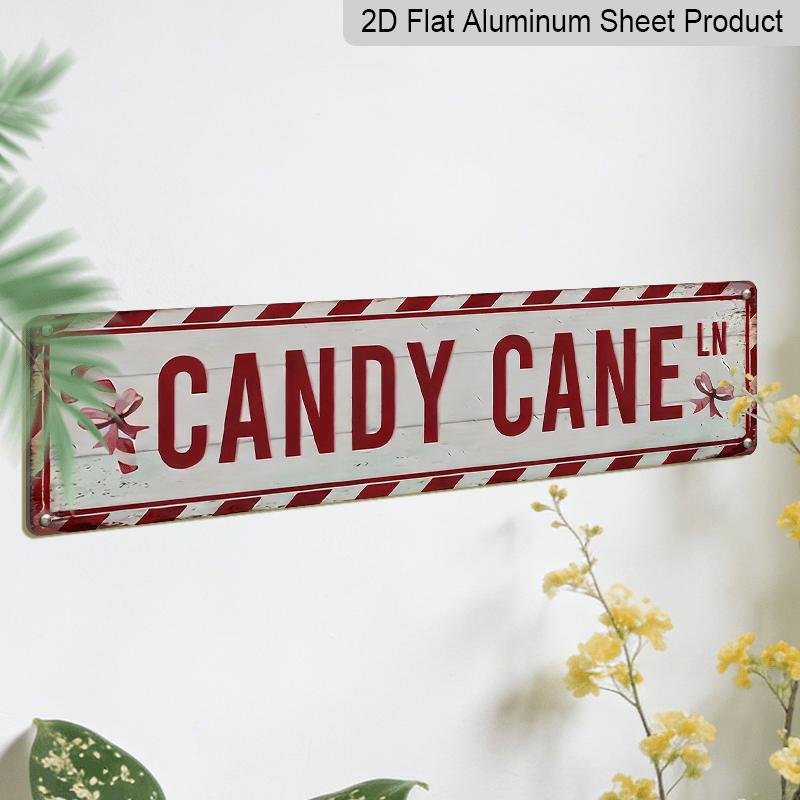 1 Stück, 2D Flach, Retro Schild, ZUCKERSTANGE Schild, Lustiges Textschild, Lustiges Rechteckiges Aluminium Dekoschild, (15.7''x3.9''), Einzigartige Weihnachtsdekorationen