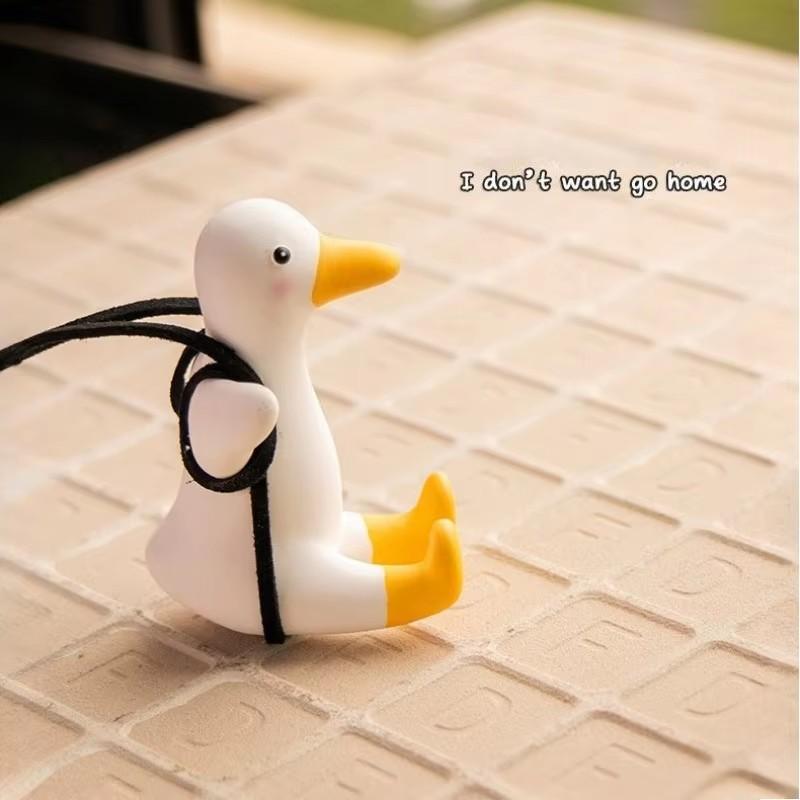 Gypsum Cute Anime Car Accessory Swing Duck Pendant Auto Rearview Mirror Ornaments Birthday Gift Couple Accessories