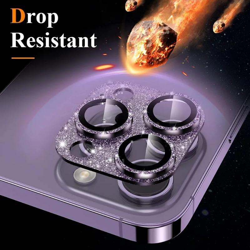 Glitzer-Diamant-Kameraobjektivschutz für iPhone 14 15 Pro 14Pro 13Pro Max, vollständiger Objektivring aus Glas für iPhone 14ProMax-Film
