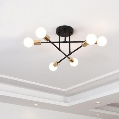 6světlový lustr stropní světlo, závěsné světlo E26, stylové severské LED svítidlo, otočný reflektor, železná konstrukce, retro obývací pokoj