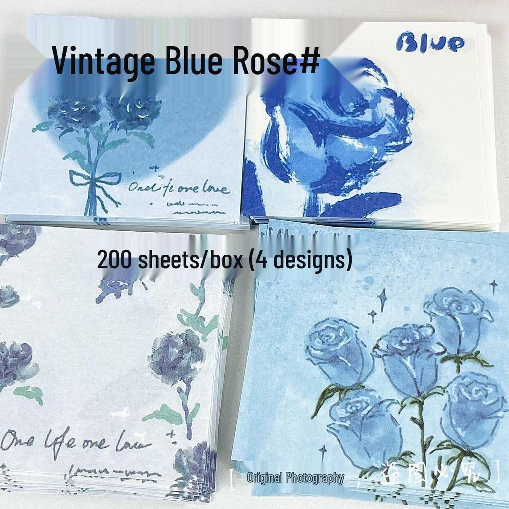 Retro Rose & Butterfly Heart Origami Sticky Notes: Tearable, Non-Adhesive, Colored Paper Pad for Students