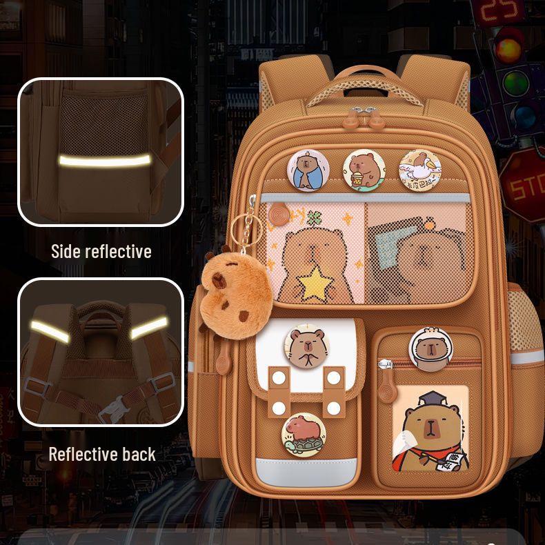 Capibara Spine Protection Backpack for Primary School Kids (Grades 1-6) - Anime Cartoon Design