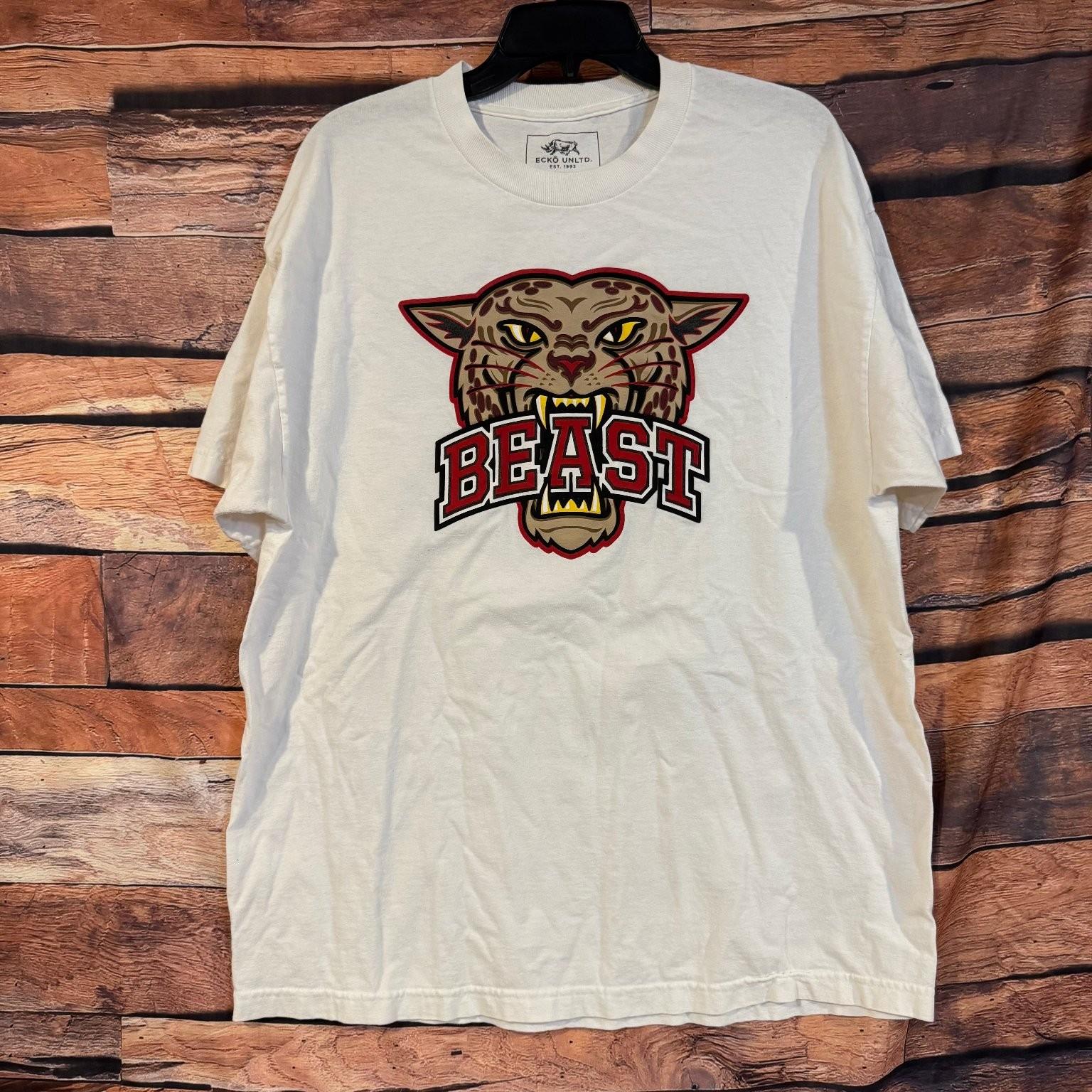 Ecko Unltd. Men s XL Off-White Beast Leopard Graphic Print Cotton Unisex T-Shirt XL