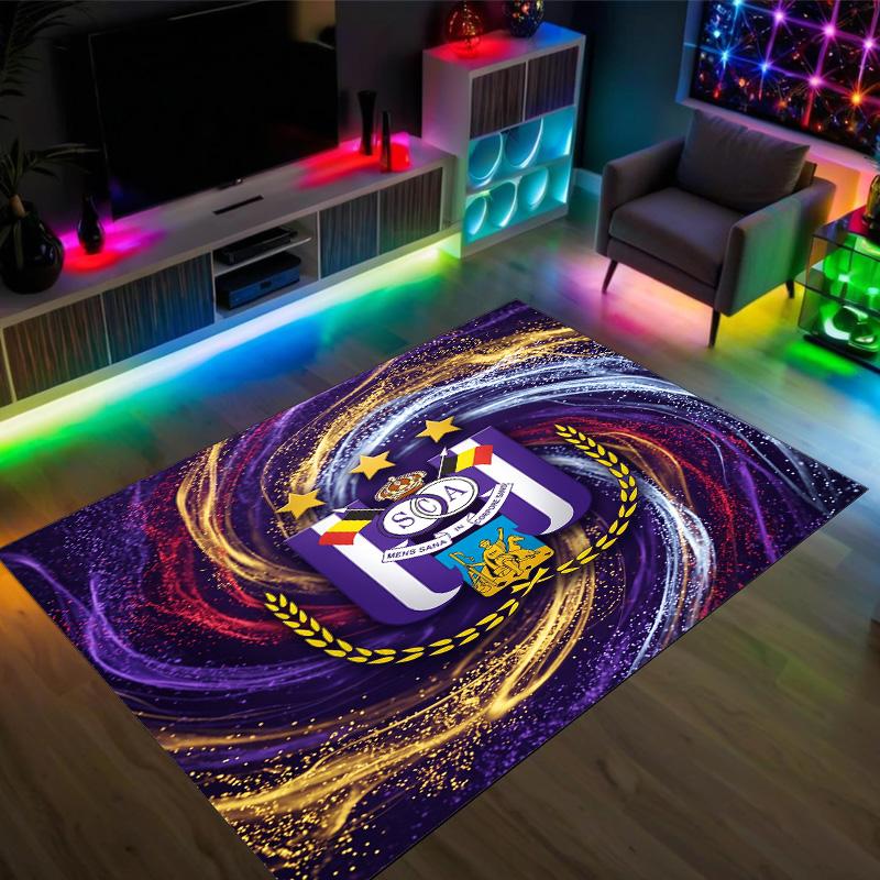 Anderlecht FC Design Crystal Velvet Carpet Cozy Non?Slip Printed Rug For Bedroom Living Room Entrance