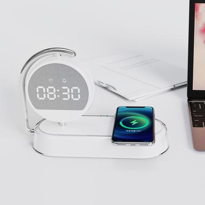 Gece Lambası 3'ü 1 Arada LED Masaüstü Hediye 15W Kablosuz Şarj Cihazı Çalar Saat Akıllı Telefon Kablosuz Şarj İstasyonu Cep Telefonu İçin