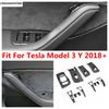 For Tesla Model 3 Y 2018 -  Car Armrest Window Lift Control Button Panel Cover Trim ABS Carbon Fiber Accessories Interior