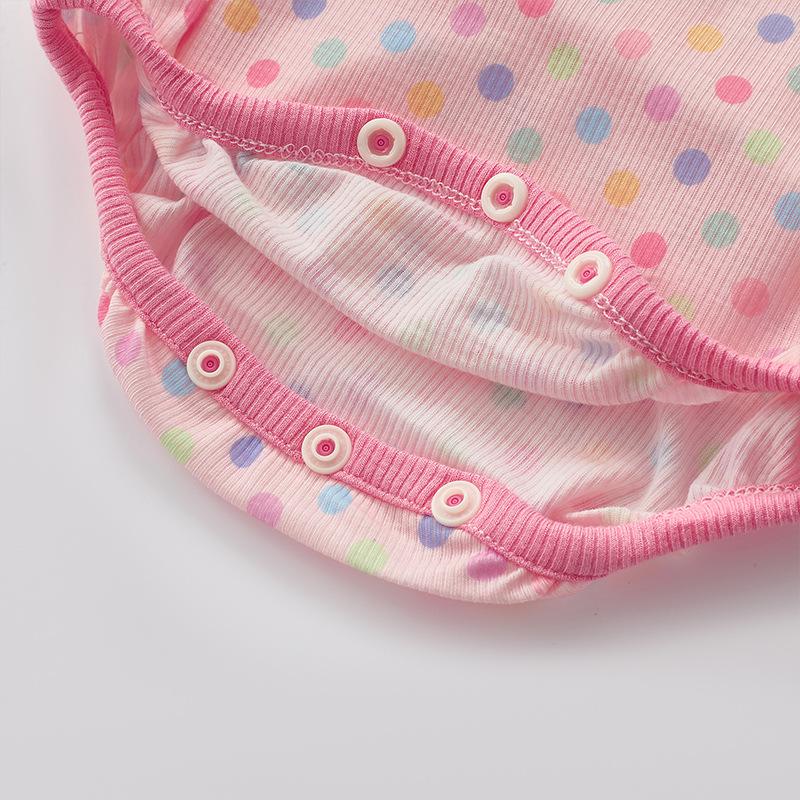 2025 Polka Dot Baby Girl Romper - Summer Bow Sling Bubble Crawling Suit