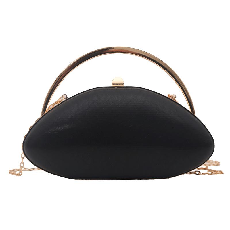 Designer Shell Shape Clutch Bag with Metallic Closure Chain Dinner Purse Women Evening Party Leather Shoulder Crossbody Handbags