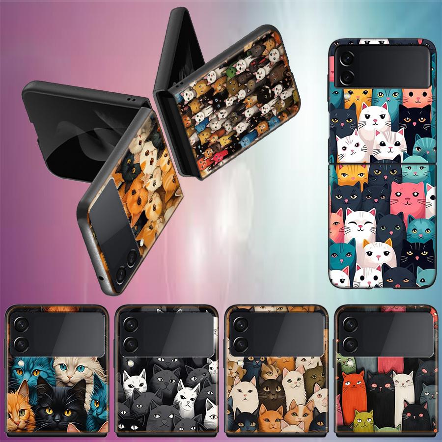 Kindle of Kittens For Samsung Galaxy Z Flip 5 4 3 Case Shockproof Hard Cover Phone Z Flip 6 7 5G Z Flip 5 4 5G TPU PC Hard Coq