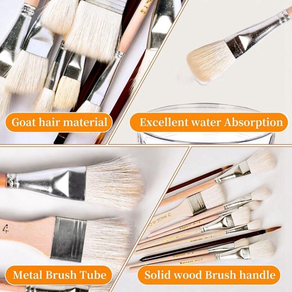 Soft Goat Hair Goat Hair Mop Brush Wood Color Blend Mop Brush Set For Acrylic Painting
