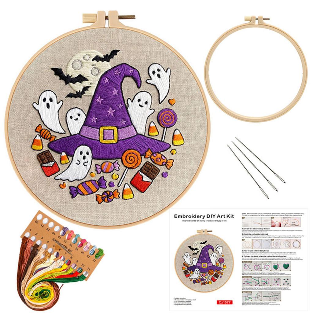 Halloween Embroidery Kit DIY Sewing Material Set for Beginners