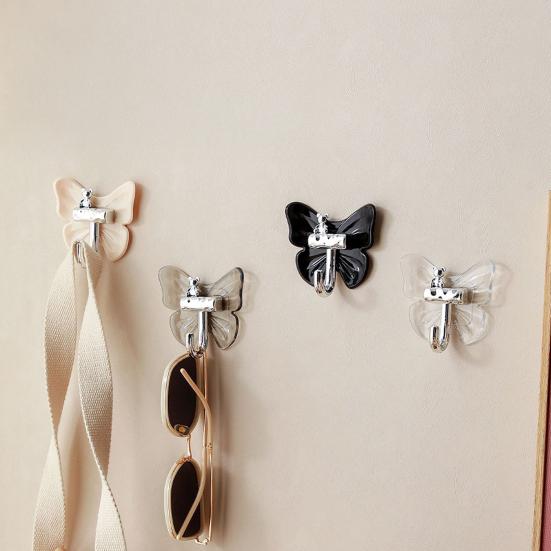 4Pcs Adhesive Butterfly Hooks Wall Mounted Bathroom Hanger Decorative Cute Butterfly Bear Hook for Towels Keys Kitchen Utensils
