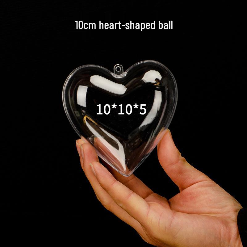 Christmas Heart-Shaped Acrylic Ornament - Transparent Hanging Ball Decoration