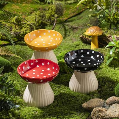 Creative Mushroom Shaped Pet Bowl Ceramic Elevated Cat Bowl Protects Cervical Vertebrae Pet Supplies