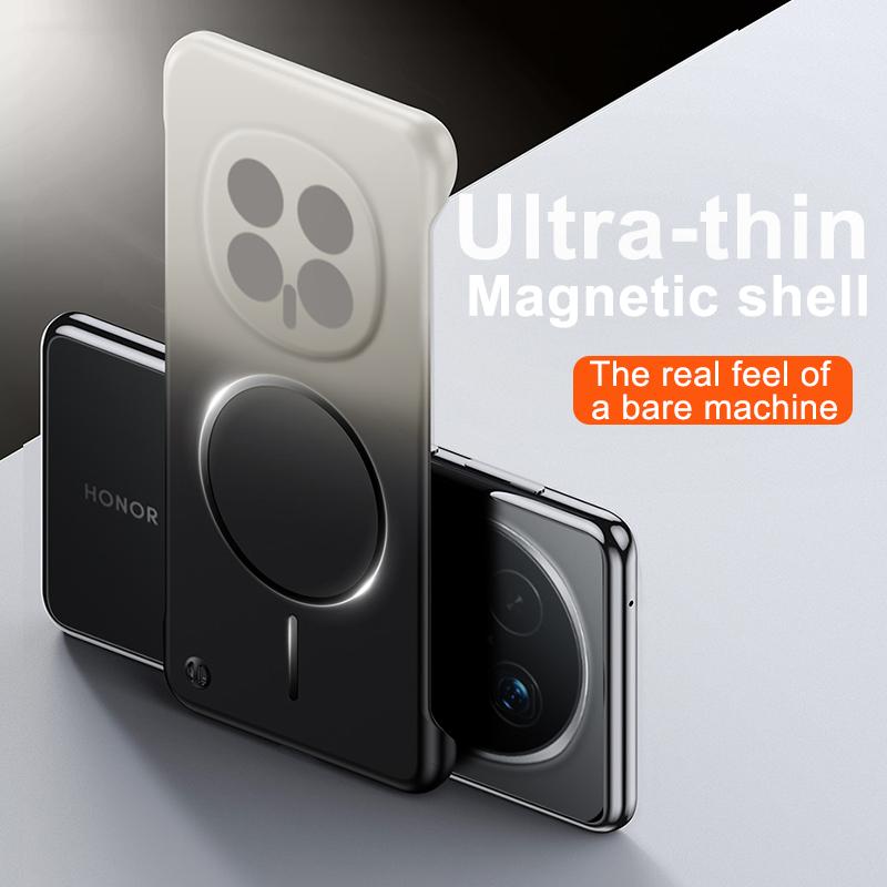 Custodia sottile senza bordi, vernice metallizzata satinata, per telefono Magsafe, per Honor Magic 8 8Pro 7 6 Pro, ricarica wireless, cover colorata sfumata