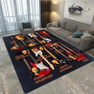 Teppich mit Rockmusikinstrument-Aufdruck „E-Gitarre“, dekorativer Teppich für Wohnzimmer und Schlafzimmer, Anti-Rutsch-Matte für Küche und Bad