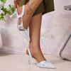 Banquet Baotou Stiletou Sandals Women's Summer New Pointed Toe Shallow Mouth Cutout One Strap Non-slip High Heels
