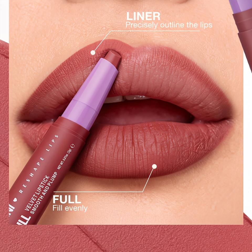 2 in 1 Matte Lipstick Crayons, Highly Pigmented Lip Liner Lipstick Pen, Long Lasting Moisturizing Lip Balm, Easy Glide on Formula