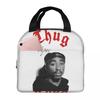 Rapper Tupac 2PAC Hip Hop Insulated Lunch Bag for Women Kids Portable Food Boxes Thermal Lunch Box Tote