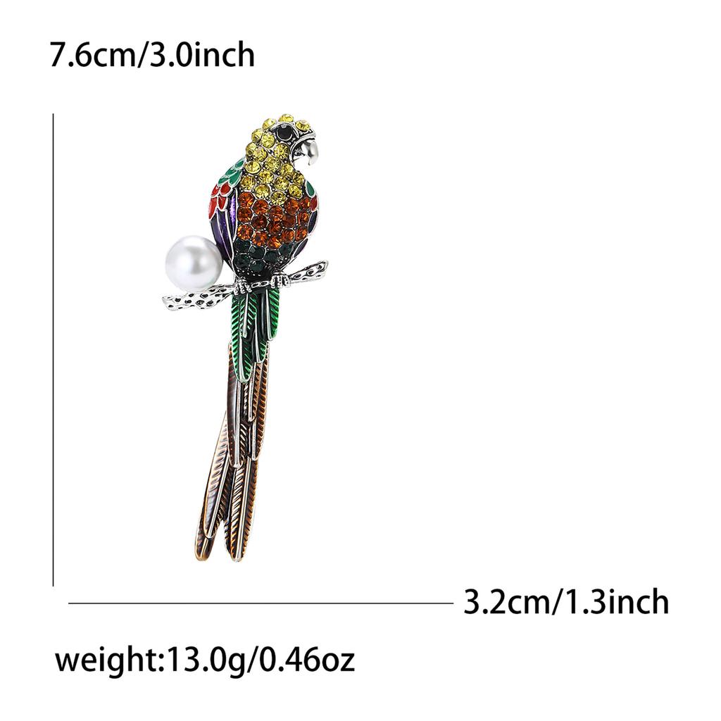 Personalized And Creative Alloy Rhinestone Parrot Brooch Exquisite And Versatile Women'S Suit Cardigan Corsage Jewelry Pin
