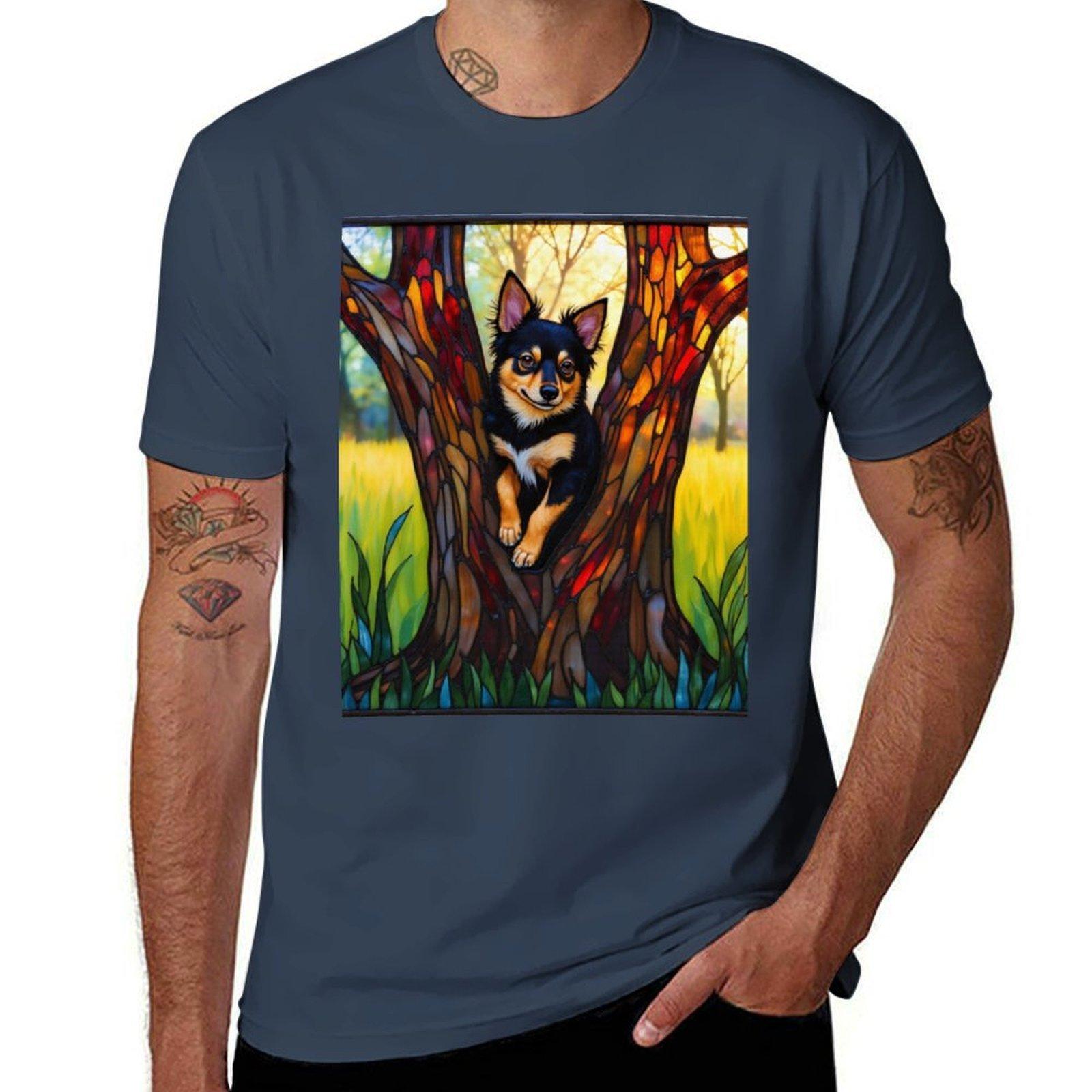 Puppy in a tree TShirt Summer Casual Loose TShirt S