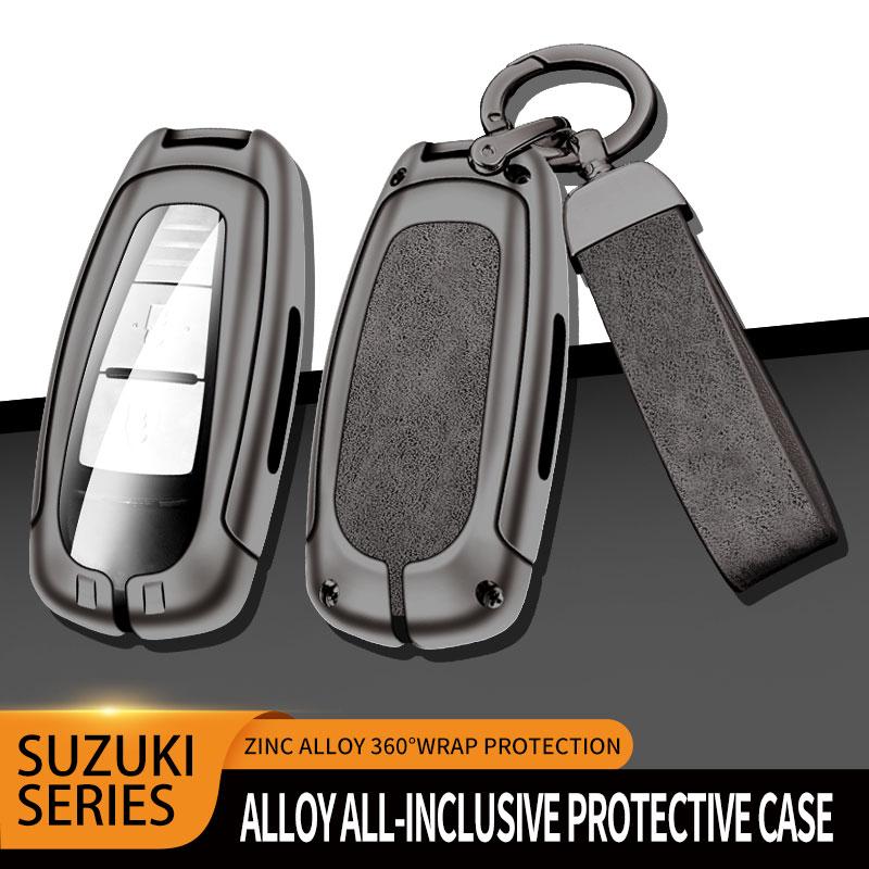 Leather Car Metal Key Case Cover For Suzuki Swift Kizashi Vitara Sx4 Baleno Ignis Ciaz S-Cross Ertiga Key Chain Accessories