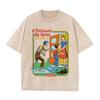 2026 Vintage Washed Brown It Followed Me Home Retro Zombie Cartoon Graphic T Shirt My First Pet Funny Horror Oversized Streetwea