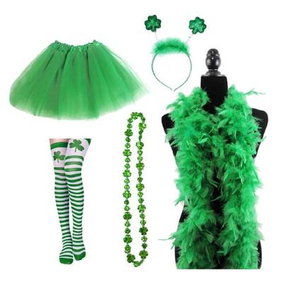 Saint Patricks Day Shamrock Headband&Necklace&Scarf&Leg Warmer for Girl Festival
