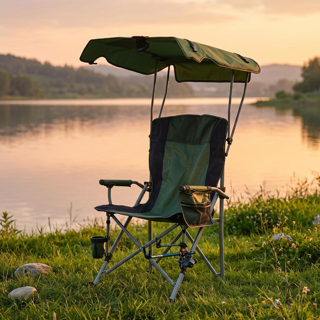Camping Chair with Canopy Portable Furniture Ergonomic for Beach