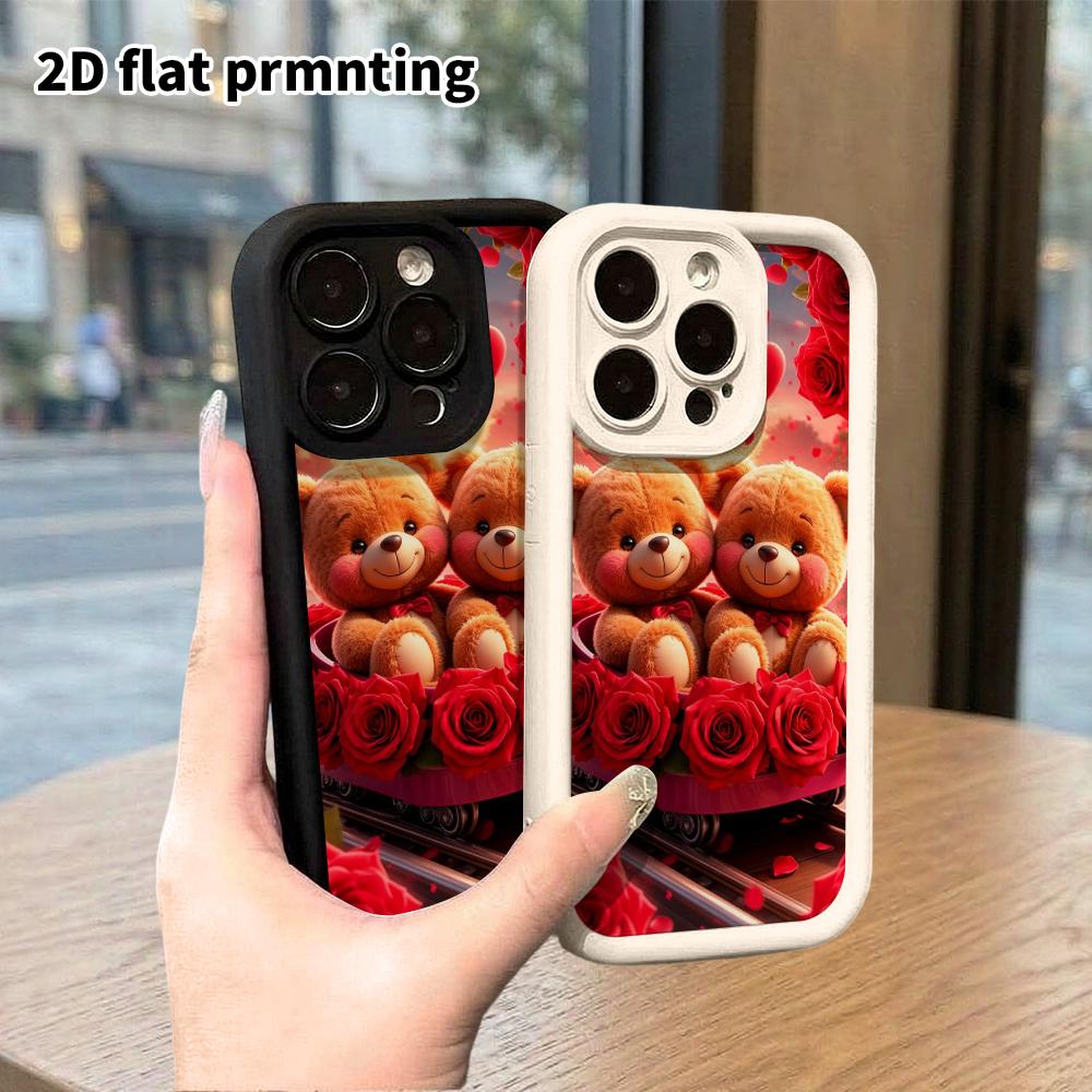 Phone Case: 2D Flat Design Suitable for iPhone 18, 17, 16, 15, 14, 13 Pro Stepped Protective Case, Rose Little Train, Christmas and Halloween Gifts