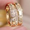 S/set Small Stone White Zircon Square Ring Sets For Women Trendy Gold Color Wedding Band Double Rings Engagement Jewelry Gift