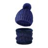 3Pcs/Set Winter Knitted Scarf Gloves Set Pom Pom Ball Fleece Lining Brimless Hat Touchscreen Gloves Neck Warmer Set