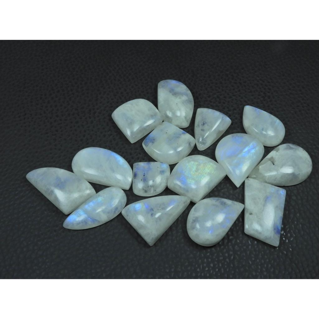 209Cts. Natural Rainbow Moonstone Fancy Cabochon Loose Gemstone 15 Pcs Lot C-3265