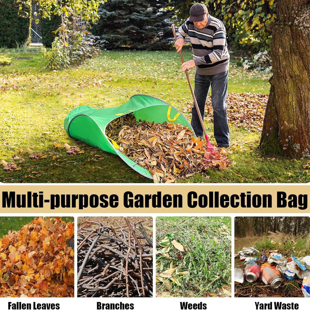 Nový vyskakovací opakovaně použitelný sběrač listí Skládací zahradní pytel na listí s rukojetí Odolná látková metla na listí pro venkovní úklid dvora
