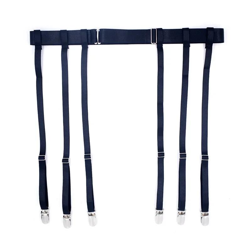 Black Simplicity Sexy Garter Belt for Women Thigh High Stockings Adjustable Elastic Leg Sock Suspenders Belt 4/6 Metal Clips