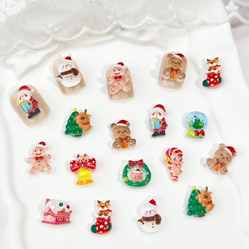 20Pcs Cartoon Creative Christmas Nail Charms Cute Kuromi Hello Kitty Resin Nail Art Festive Diy Nail Decor For Holiday Manicures