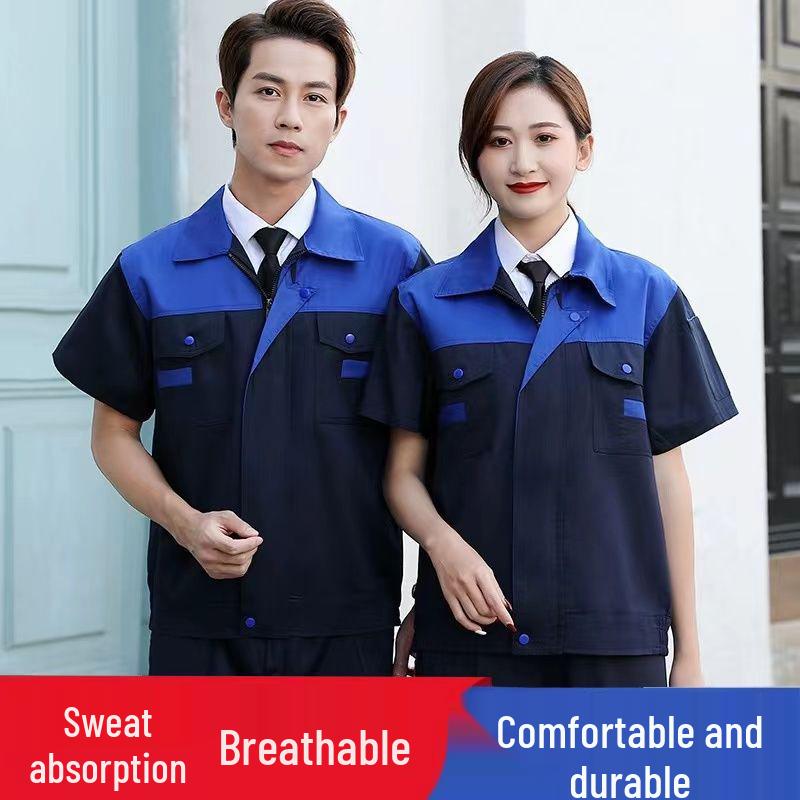 Herren Sommer Kurzarm Arbeitsanzug - Strapazierfähig, Schmutzabweisend Auto Reparatur & Bau Uniform