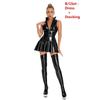 Women Sexy Glossy Leather Slip Dress Lady Erotic Shaping Pleated Short Dress PVC Zipper Porn Breast Exposing Latex Mini Dresses