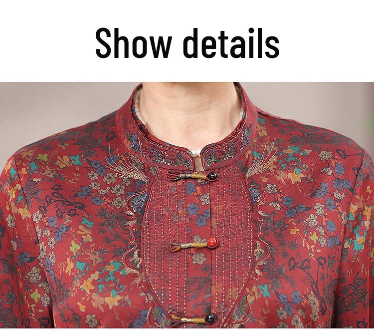 Real Silk Long-Sleeved Shirt for Elderly Women - Spring/Summer 2026
