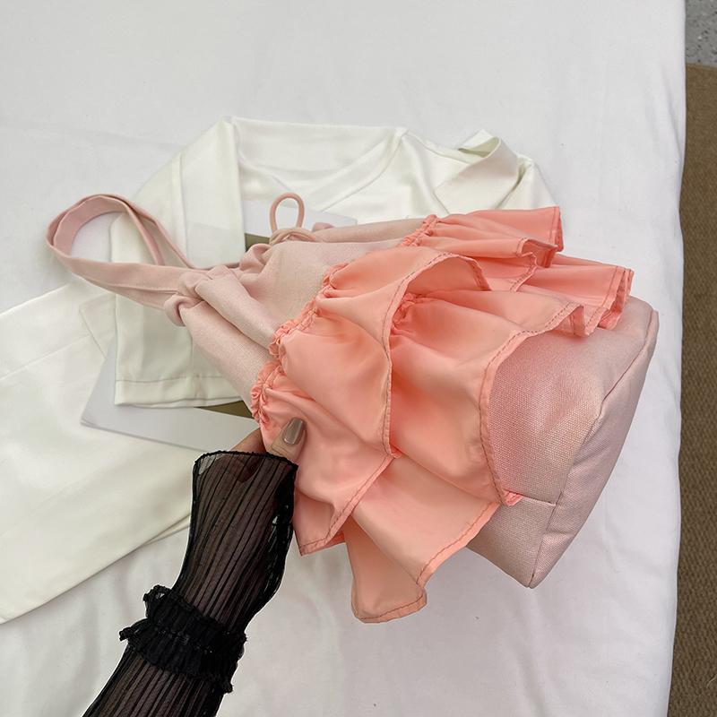 2026 New Fresh Style Canvas Women's Bag with Cake Skirt Design Casual Single Shoulder Princess Skirt Cloth Bag Fashionable