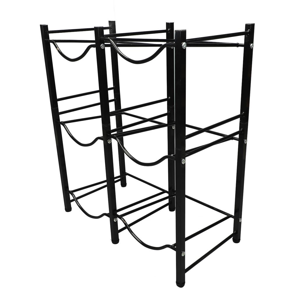 Držák na lahve s vodou, uhlíková ocel, 3 úrovně, 2 řady, úložný stojan na kbelíky s vodou, stojan na nádoby