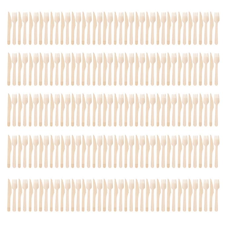 100 Pcs Wooden Utensils Disposable Cutlery for Outdoor Activities Gatherings