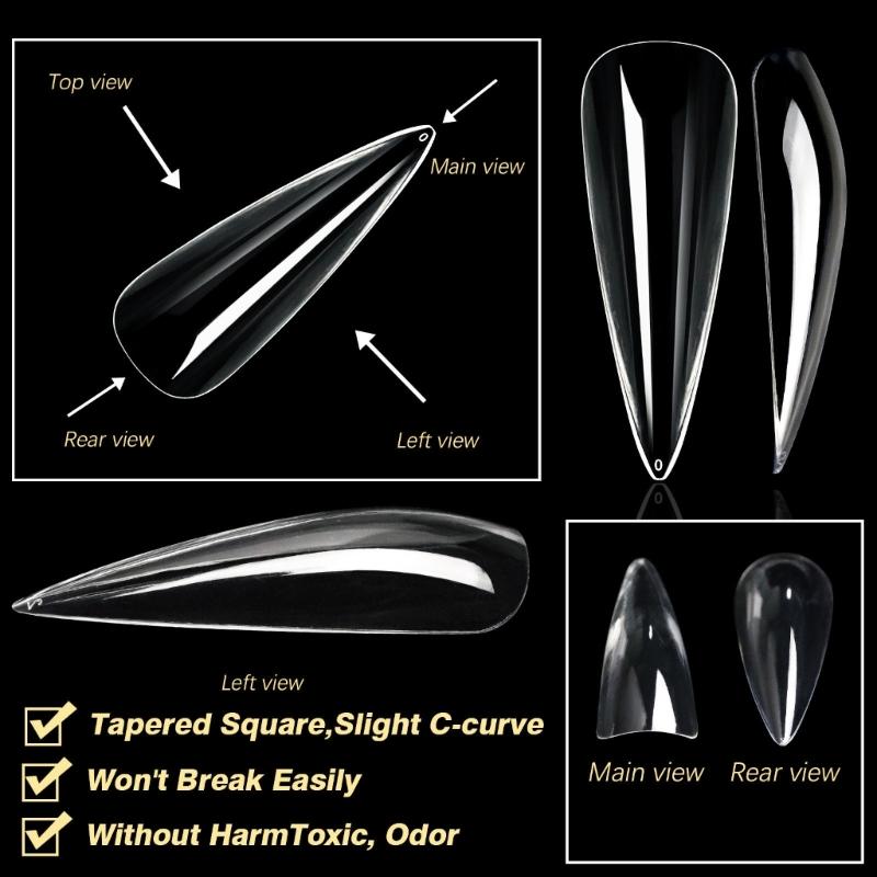 Clear Gel Nail Tips DIY Nail Extensions Transparent False Nails Art Decoration Long-Lasting Perfect for DIY Nail Art