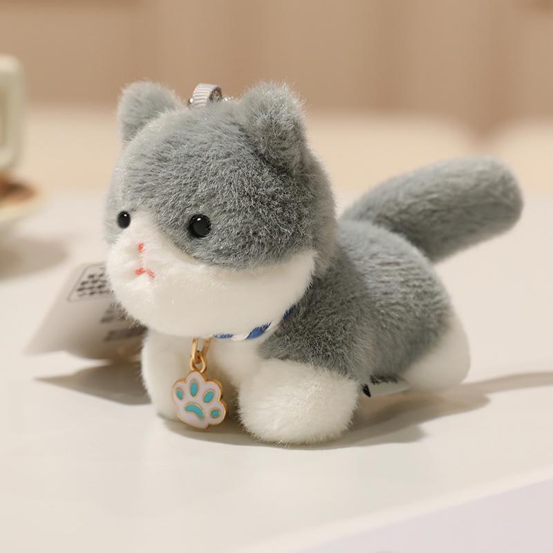 1 Stück 15 cm Mini-Kätzchen Plüschtiere Kawaii Orange Weiß Schwarze Katze Niedlicher Plüsch-Anhänger Puppe für Tasche Schlüsselanhänger Geschenk